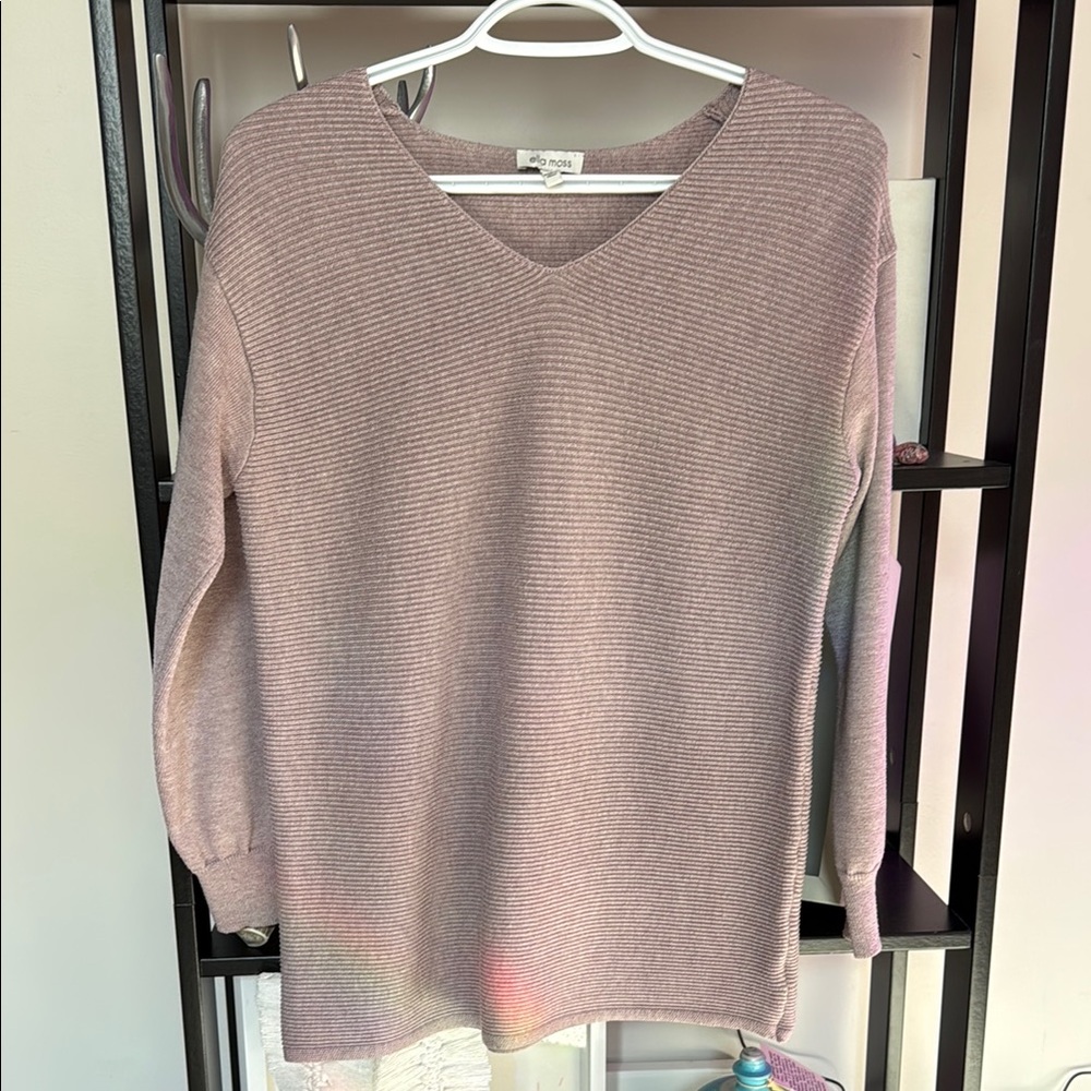 Ella Moss Purple V-Neck Sweater Knit